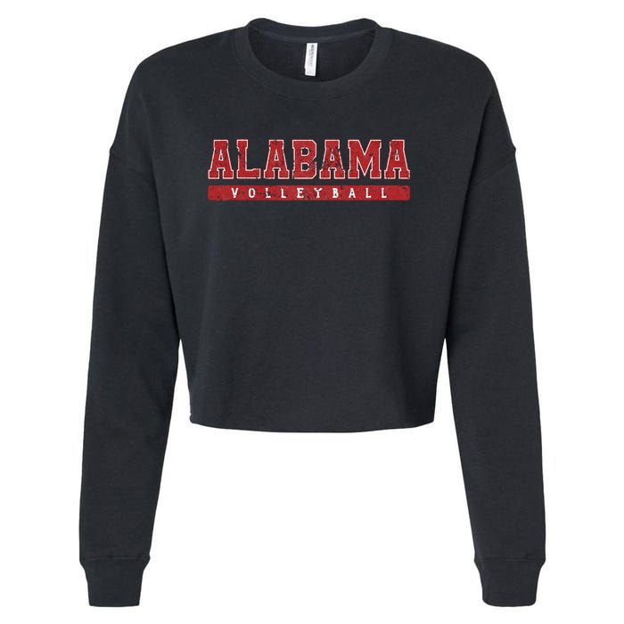 Alabama Volleyball Red Vintage Text Cropped Pullover Crew