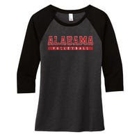 Alabama Volleyball Red Vintage Text Women's Tri-Blend 3/4-Sleeve Raglan Shirt