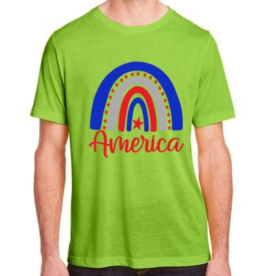 America Vintage Rainbow American Flag 4th Of July Patriotic Meaningful Gift Adult ChromaSoft Performance T-Shirt