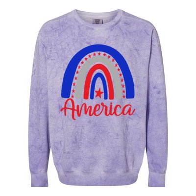 America Vintage Rainbow American Flag 4th Of July Patriotic Meaningful Gift Colorblast Crewneck Sweatshirt