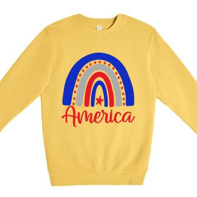 America Vintage Rainbow American Flag 4th Of July Patriotic Meaningful Gift Premium Crewneck Sweatshirt