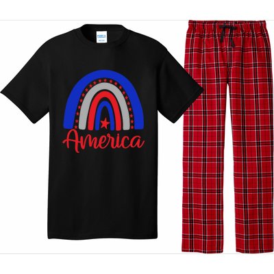 America Vintage Rainbow American Flag 4th Of July Patriotic Meaningful Gift Pajama Set