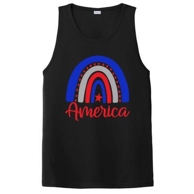 America Vintage Rainbow American Flag 4th Of July Patriotic Meaningful Gift PosiCharge Competitor Tank