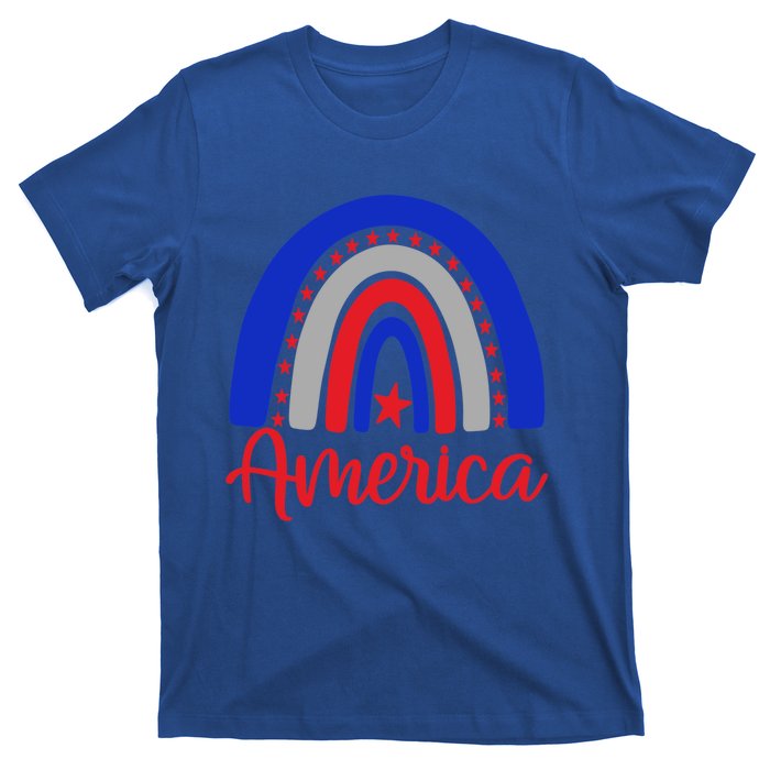 America Vintage Rainbow American Flag 4th Of July Patriotic Meaningful Gift T-Shirt