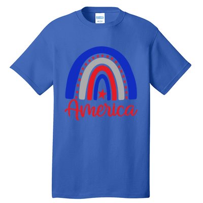 America Vintage Rainbow American Flag 4th Of July Patriotic Meaningful Gift Tall T-Shirt