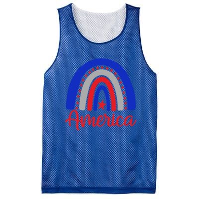 America Vintage Rainbow American Flag 4th Of July Patriotic Meaningful Gift Mesh Reversible Basketball Jersey Tank