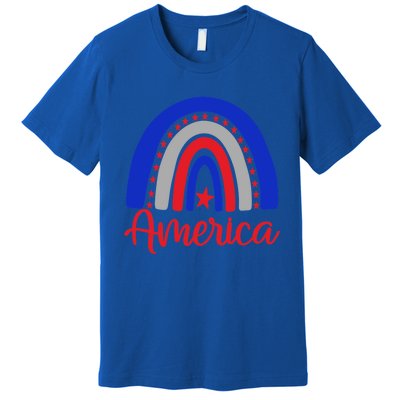 America Vintage Rainbow American Flag 4th Of July Patriotic Meaningful Gift Premium T-Shirt