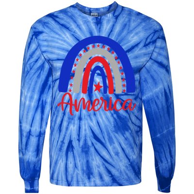 America Vintage Rainbow American Flag 4th Of July Patriotic Meaningful Gift Tie-Dye Long Sleeve Shirt