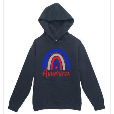 America Vintage Rainbow American Flag 4th Of July Patriotic Meaningful Gift Urban Pullover Hoodie