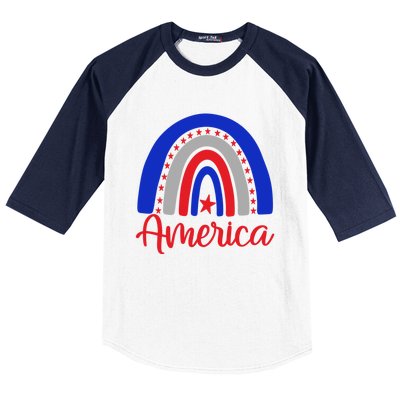 America Vintage Rainbow American Flag 4th Of July Patriotic Meaningful Gift Baseball Sleeve Shirt