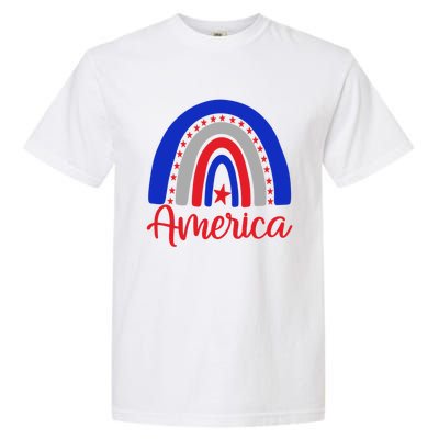 America Vintage Rainbow American Flag 4th Of July Patriotic Meaningful Gift Garment-Dyed Heavyweight T-Shirt