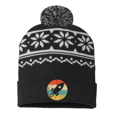 Astronaut Vintage Retro Space Ship USA-Made Snowflake Beanie