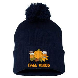 Autumn Vibes Seasonal Graphic Pom Pom 12in Knit Beanie