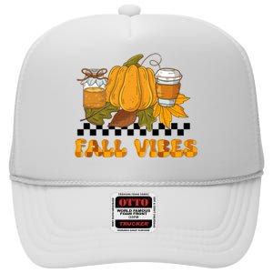 Autumn Vibes Seasonal Graphic High Crown Mesh Back Trucker Hat