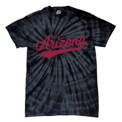 Arizona Varsity Script Classic Sports Jersey State Flag Tie-Dye T-Shirt