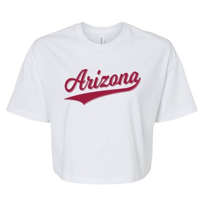 Arizona Varsity Script Classic Sports Jersey State Flag Bella+Canvas Jersey Crop Tee