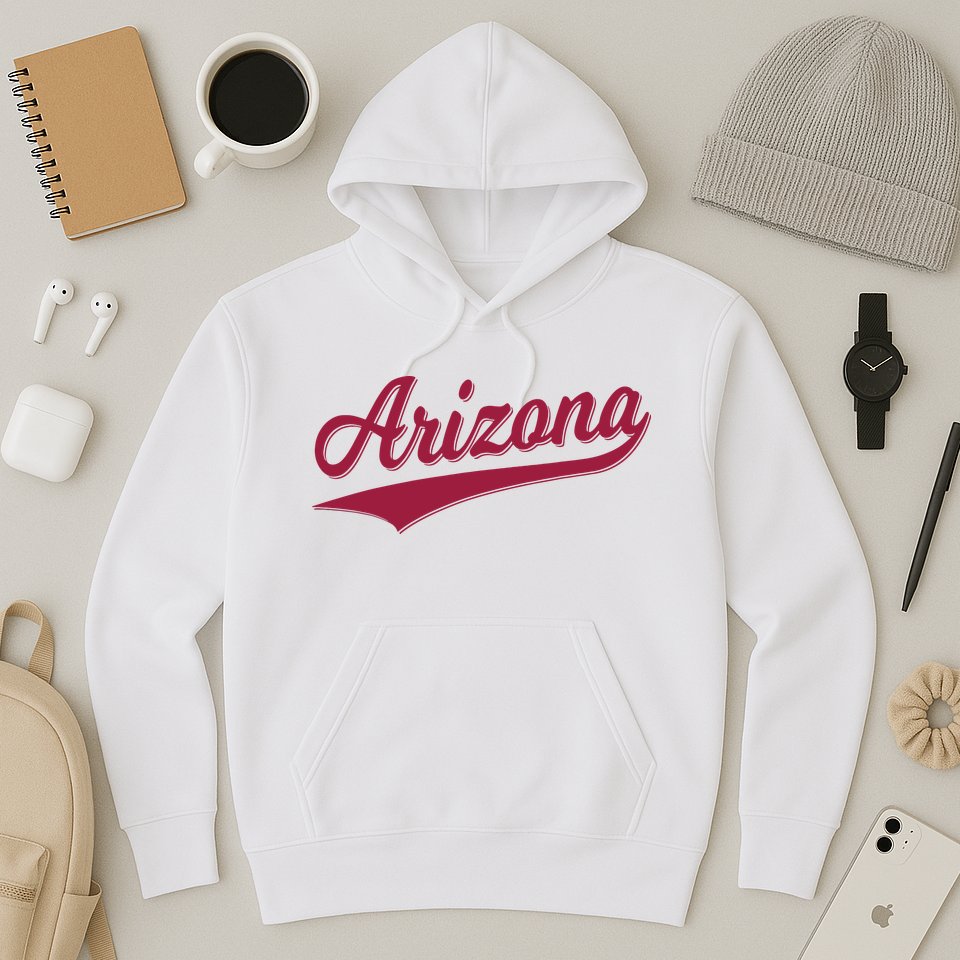 Arizona Varsity Script Classic Sports Jersey State Flag Hoodie