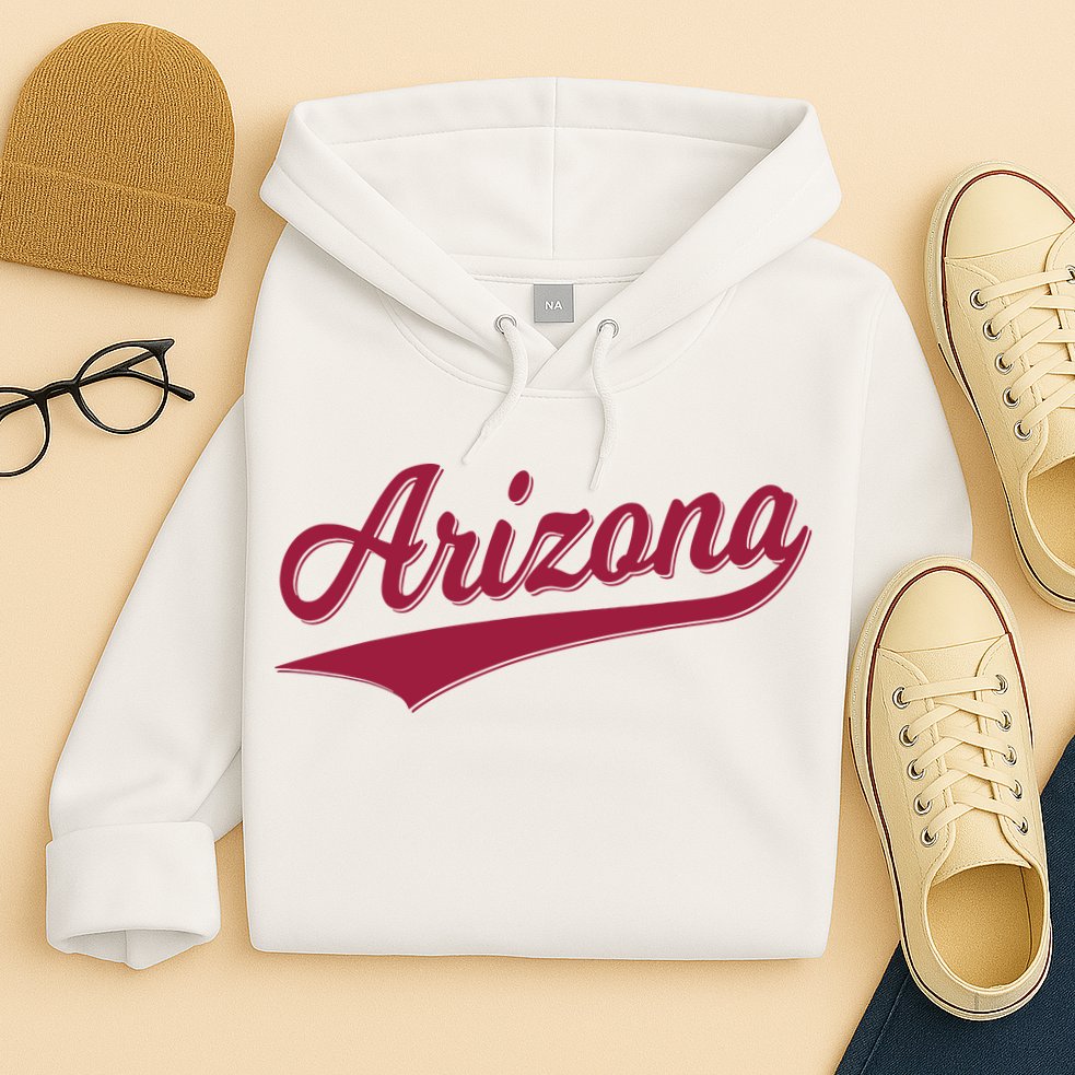 Arizona Varsity Script Classic Sports Jersey State Flag Hoodie