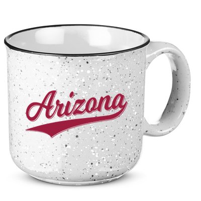 Arizona Varsity Script Classic Sports Jersey State Flag 15oz Campfire Ceramic Mug
