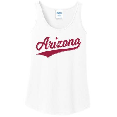 Arizona Varsity Script Classic Sports Jersey State Flag Ladies Essential Tank