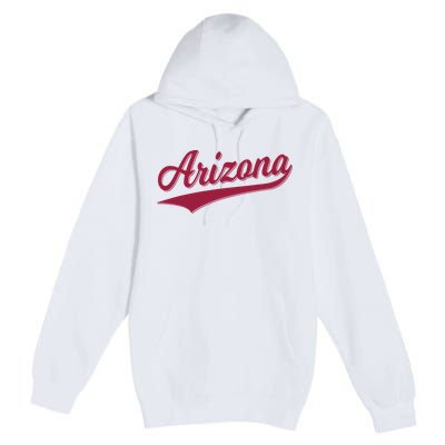 Arizona Varsity Script Classic Sports Jersey State Flag Premium Pullover Hoodie