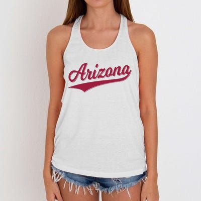 Arizona Varsity Script Classic Sports Jersey State Flag Women's Knotted Racerback Tank