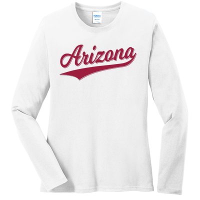 Arizona Varsity Script Classic Sports Jersey State Flag Ladies Long Sleeve Shirt