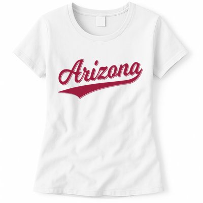Arizona Varsity Script Classic Sports Jersey State Flag Womens T-Shirt