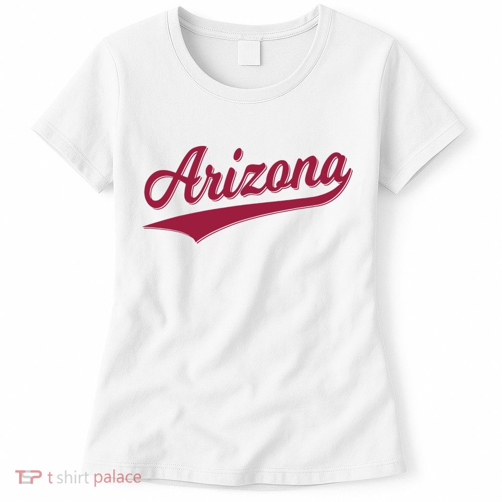 Arizona Varsity Script Classic Sports Jersey State Flag Womens T-Shirt