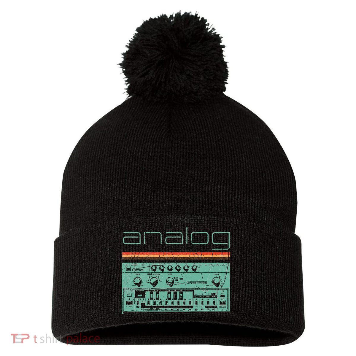 Analog Vintage Synthesizer Pom Pom 12in Knit Beanie