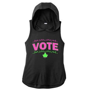 Aka Vote Sorority P.I.N.K. And Green Paraphernalia Voting Ladies PosiCharge Tri-Blend Wicking Draft Hoodie Tank