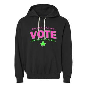 Aka Vote Sorority P.I.N.K. And Green Paraphernalia Voting Garment-Dyed Fleece Hoodie