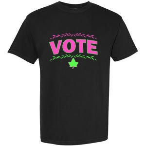 Aka Vote Sorority P.I.N.K. And Green Paraphernalia Voting Garment-Dyed Heavyweight T-Shirt