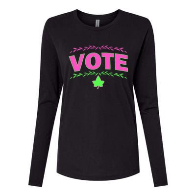 Aka Vote Sorority P.I.N.K. And Green Paraphernalia Voting Womens Cotton Relaxed Long Sleeve T-Shirt