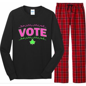 Aka Vote Sorority P.I.N.K. And Green Paraphernalia Voting Long Sleeve Pajama Set