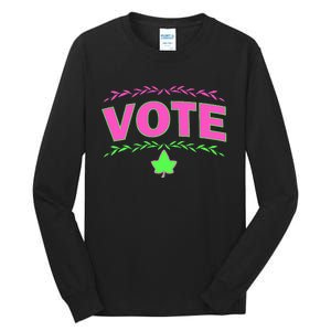 Aka Vote Sorority P.I.N.K. And Green Paraphernalia Voting Tall Long Sleeve T-Shirt