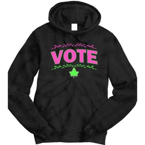 Aka Vote Sorority P.I.N.K. And Green Paraphernalia Voting Tie Dye Hoodie