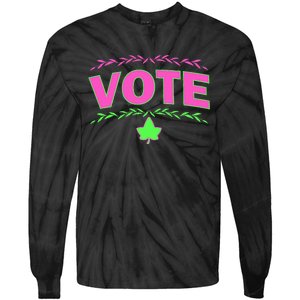 Aka Vote Sorority P.I.N.K. And Green Paraphernalia Voting Tie-Dye Long Sleeve Shirt