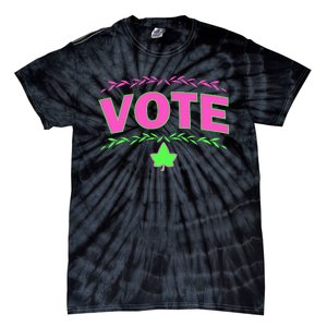 Aka Vote Sorority P.I.N.K. And Green Paraphernalia Voting Tie-Dye T-Shirt