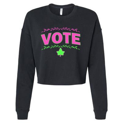 Aka Vote Sorority P.I.N.K. And Green Paraphernalia Voting Cropped Pullover Crew