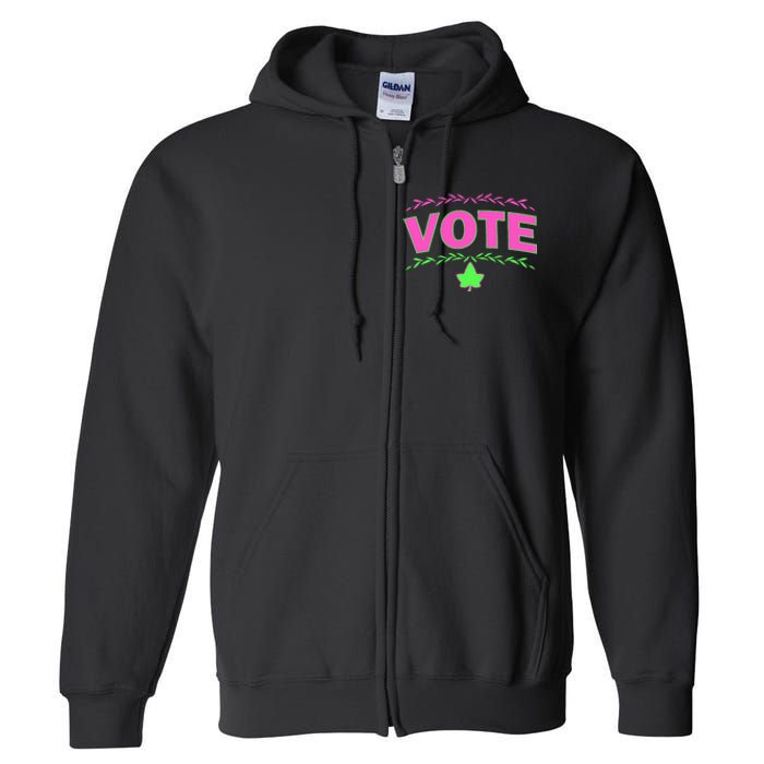 Aka Vote Sorority P.I.N.K. And Green Paraphernalia Voting Full Zip Hoodie