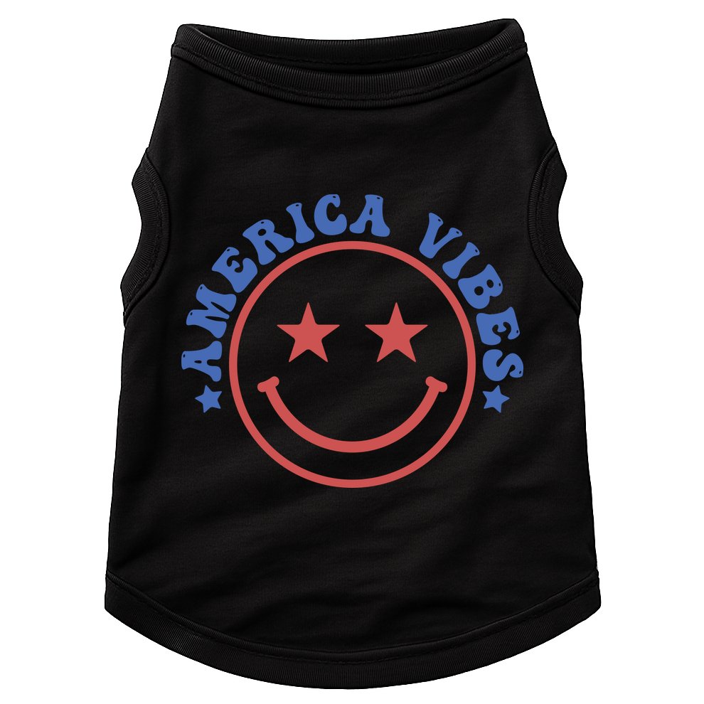 America Vibes Smiley 4th Of July Doggie Tank