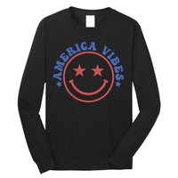 America Vibes Smiley 4th Of July Long Sleeve Shirt