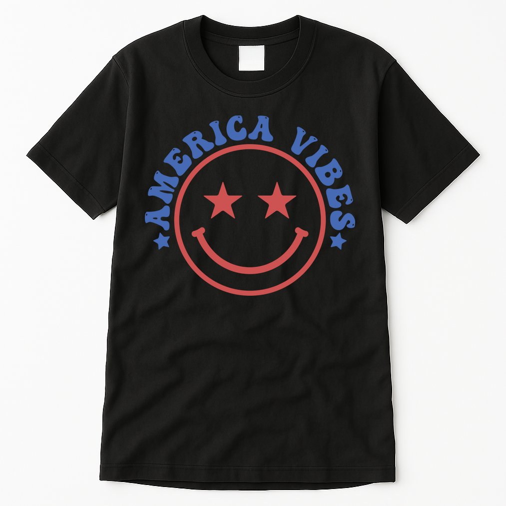 America Vibes Smiley 4th Of July Tall T-Shirt