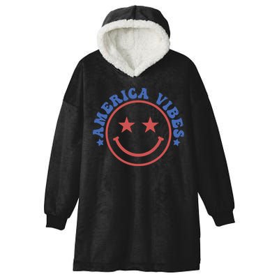 America Vibes Smiley 4th Of July Hooded Wearable Blanket