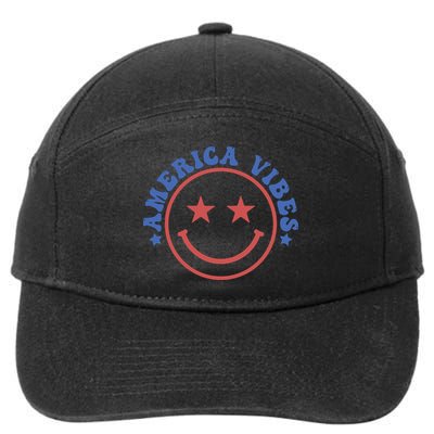 America Vibes Smiley 4th Of July 7-Panel Snapback Hat