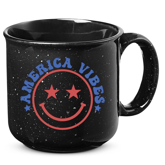America Vibes Smiley 4th Of July 15oz Campfire Ceramic Mug