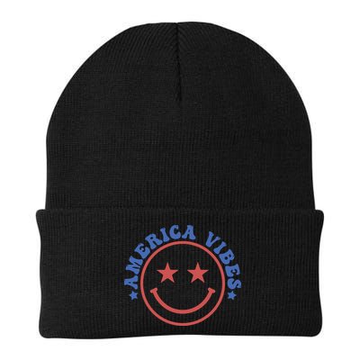 America Vibes Smiley 4th Of July Beanie