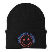 America Vibes Smiley 4th Of July Beanie