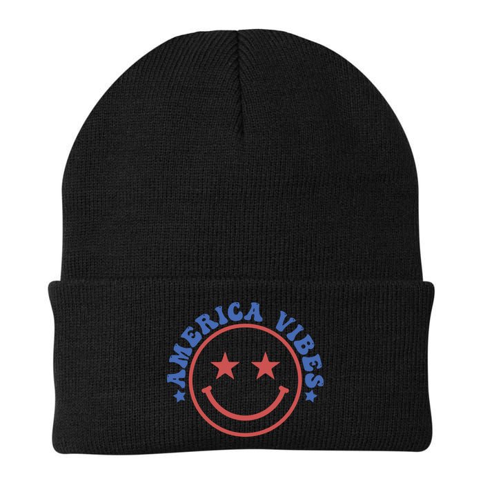 America Vibes Smiley 4th Of July Beanie
